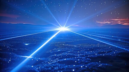Leinwandbilder - Blue lasers shooting in the air. Generative AI.