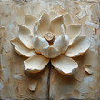 Textured white flower lotus painting on canvas in a room