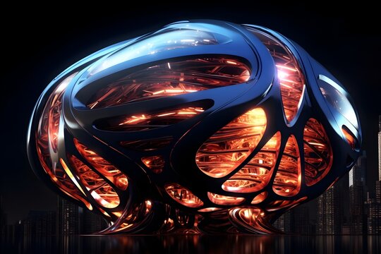 Captivating Futuristic Nano-Architectural Pattern:A Mesmerizing 3D Rendering of Intricate Organic Structures