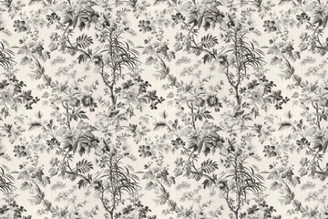 Wall Mural - Toile floral pattern tapestry. Vintage botanical wallpaper pattern. Background image. Created with Generative AI technology