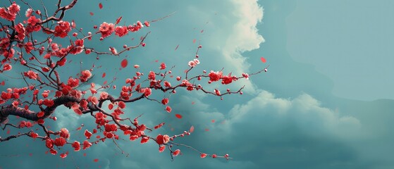 ume blossom blue sky background japan