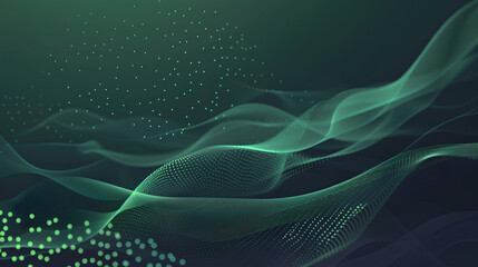 Poster - Green modern abstract background design, dotted graphic lines.