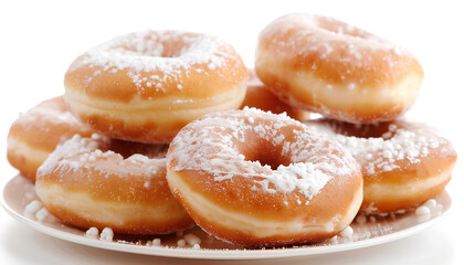 Wall Mural - Plate with tasty donut isolated on white background