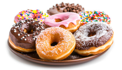 Poster - Plate with tasty donut isolated on white background