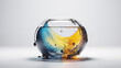 Minimalistic flow colourful liquid sphere bubble, white plain background