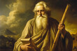 illustration of moses the biblical abrahamic prophet on mount sinai received the ten commandments