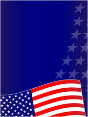 Wall Mural - United States  flag symbols decorative border frame on dark blue background with copy space for text.