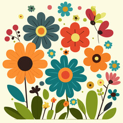 Wall Mural - flowers cute background art