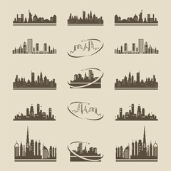 City skyline set. Vector silhouettes