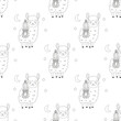 outline seamless pattern with llama
