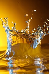 Poster - Generative AI : A clear and bright medium yellow water splash forms