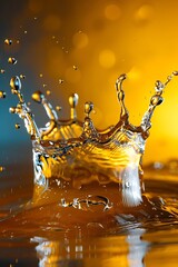 Generative AI : A clear and bright medium yellow water splash forms