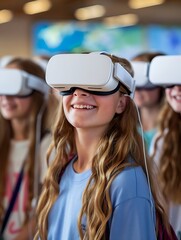 Aufkleber - Generative AI : ultra modern, next generation virtual reality headsets, the VR heasdsets must be sleek, slim, small form factor and ergonomic, entirely white coloured.