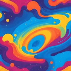 Wall Mural - Stylized Galaxy Melting Liquid Cartoon Background Digital Fluid Painting Illustration Colored Design