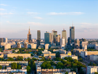 Poster - Warszawa, panorama z lotu ptaka. 