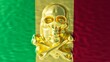 Golden Skull Embraced by Mali Flag Colors - A Fusion of Strength and History