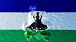 Spectral Skull Emerging on Lesotho Flag - A Tapestry of Tradition and Vision