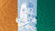 Crystal Skull Emerging from Ivory Coast Flag - Symbolism of Cultural Fusion