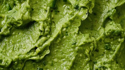 Close up of the traditional texture of Guacamole sauce from Mexican cuisine