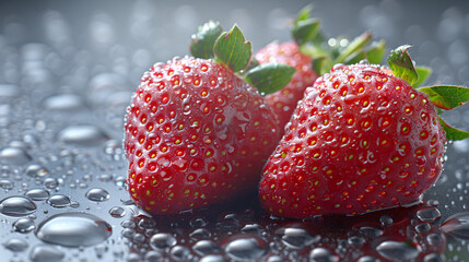 Wall Mural - strawberry in water