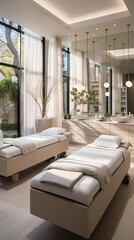 Design a modern spa treatment room that is both luxurious and relaxing