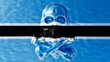 Translucent Skull on Botswana Flag - Symbol of Peaceful Resilience