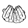 Hands of praying. Hand drawn vector illustration of praying hands.