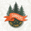 Campers have s'more fun. Outdoor Summer Camp Logo Patches. Vector. The images are created without the use of any artificial intelligence software at any stage