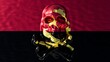 Surreal Skull on Angolan Flag - Symbol of National Reflection