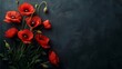 red poppies on wooden background