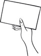 Woman hand holding rectangle empty paper sheet blank minimalist black line vector illustration