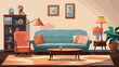Interior of living room furnished in retro style. O