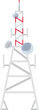 Radio tower cartoon broadcast antenna wireless signal communication isometric vector