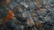 Dark Wall Background with Cracked Bronze Surfaces: Texture of Black Stone