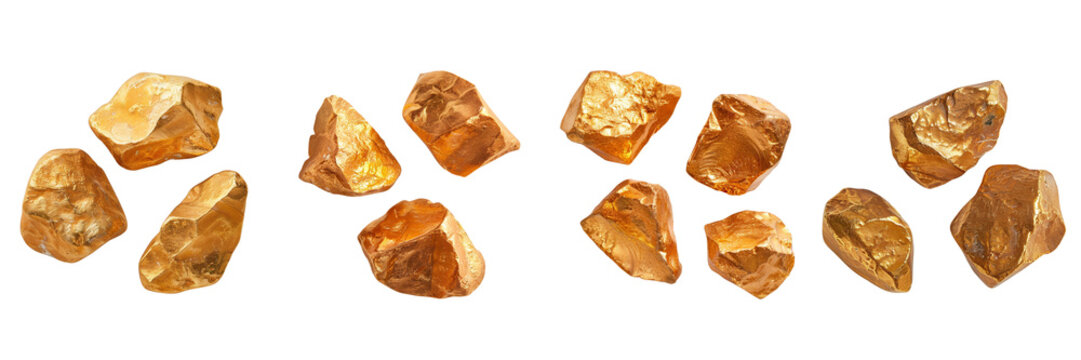  Set of a  Gold nuggets sitting on, transparent