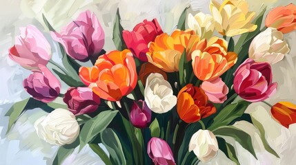 Sticker - Vibrant Tulip Bouquet in Spring