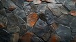 texture of black stone surface between bronze cracked dark wall background.