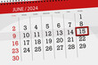Calendar 2024, deadline, day, month, page, organizer, date, June, saturday, number 15