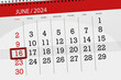 Calendar 2024, deadline, day, month, page, organizer, date, June, sunday, number 16