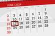 Calendar 2024, deadline, day, month, page, organizer, date, June, monday, number 17