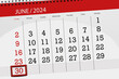 © AliaksandrBS - Calendar 2024, deadline, day, month, page, organizer, date, June, sunday, number 30