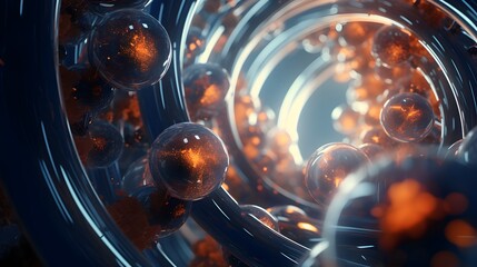Aufkleber -  Embark on a visual exploration of the abstract concept of DNA and biologic cells, portrayed in stunning HD detail, evoking wonder and fascination 
