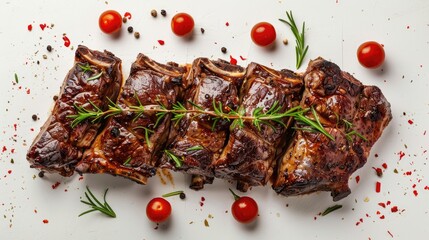 Wall Mural - Cooked meat on a blank white backdrop
