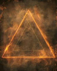 Wall Mural - Abstract design featuring a glowing fiery double triangle on a dark background, creating a bold and intense visual.