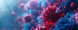 Fototapeta  - 3d render of corona virus background with blue color