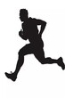 Silhouette of male running athlete on isolated white background. vector illustration. 