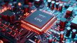 © kosoff - Microchip of the central processing unit of a computer motherboard. Close-up.