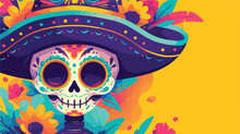 Mexican Day Of Dead Poster Flyer Card Design With S