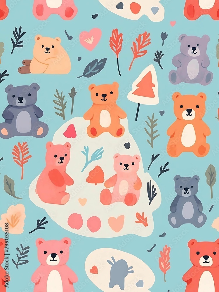 cute bear wallpaper pattern background Stock Illustration | Adobe Stock