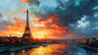 Abstract painting of the Paris France